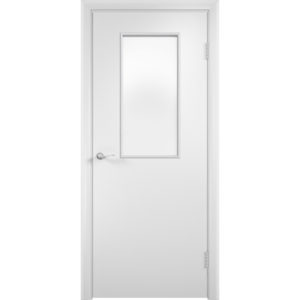Дверь облицованная пластиком CPL (со стеклом, белая)
