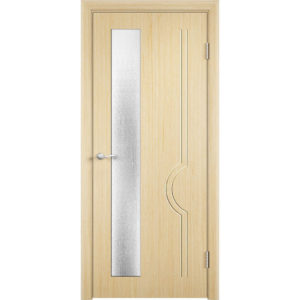 Шпонированная дверь Молния (со стеклом, беленый дуб)
