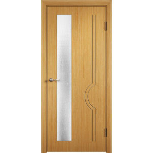 Шпонированная дверь Молния (со стеклом, дуб)