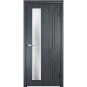 Шпонированная дверь Молния (со стеклом, серебристый дуб)