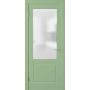 Крашеная дверь Евро 2 (со стеклом, RAL 6021)